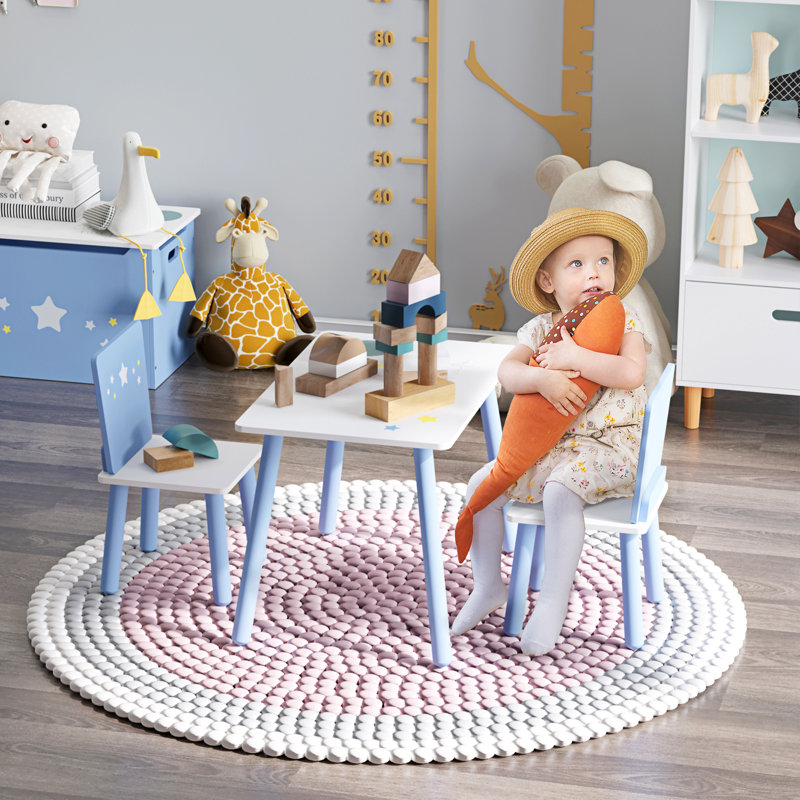 Juno  Kids 3 Piece Rectangular Play Or Activity Table and Chair Set