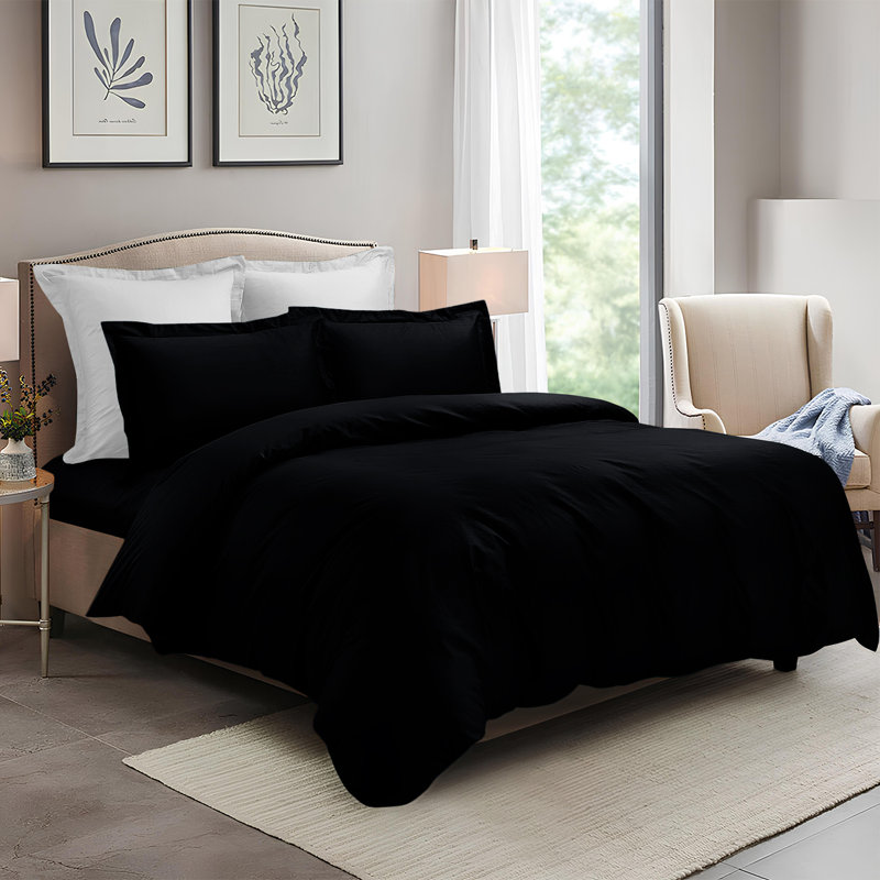 4 Piece Complete Bedding Set Duvet Cover Set With Fitted Bed Sheet & Pillowcases, Green Emerald