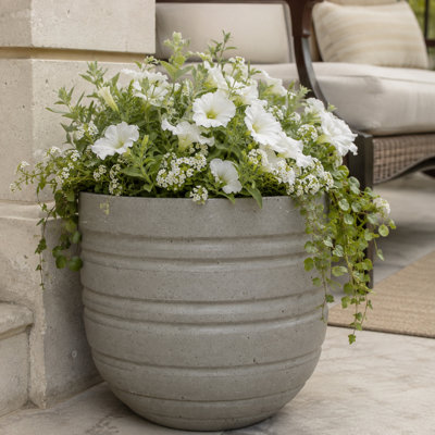 15 in. Spiral Planter - White Terrazzo