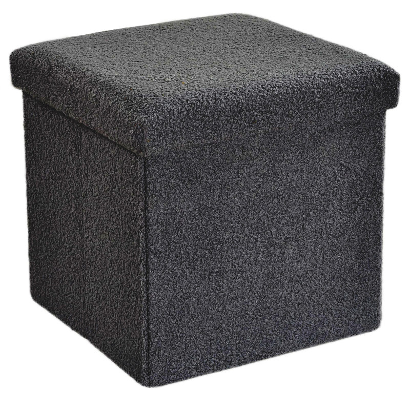 38 FOLDABLE BOUCLE STORAGE BOX, Black, 38cm H x 40cm W x 6cm D