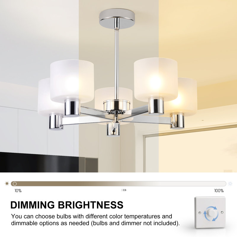 Glass Semi Flush Mount, White
