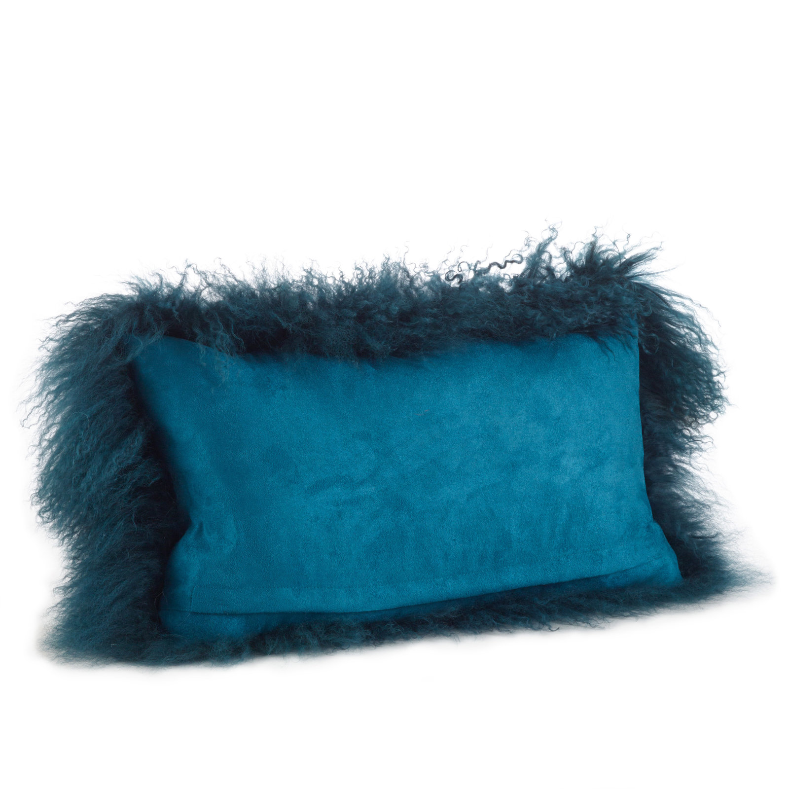 Iyana Wool Lumbar Throw Pillow, Teal, 12"H x 20"W