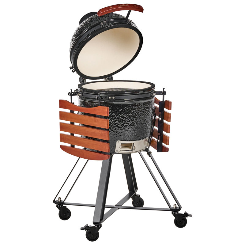 Beliani KAMADO 111cm W Kamado Charcoal Grill, Black