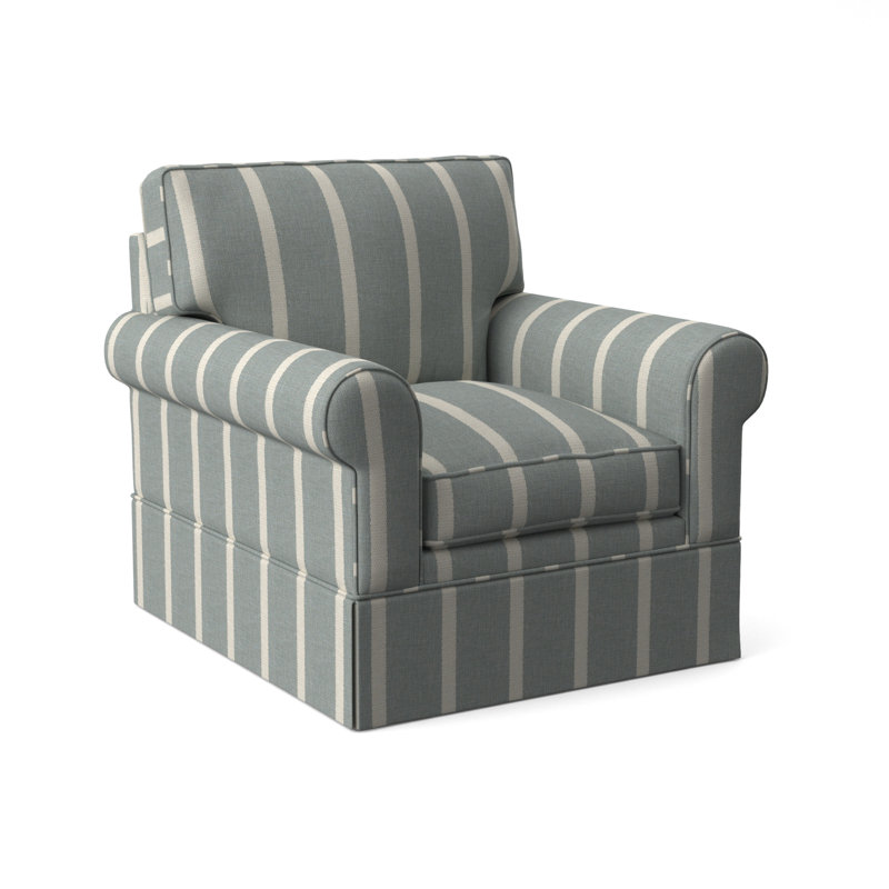 Benton Armchair, Light Blue and White Stripe; 0256-54