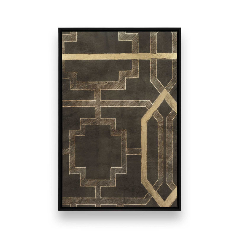 «Trellis Pattern I» par Ethan Harper, reproduction d'art, 16"H x 12" W, «Floater», reproduction encadrée sans passe-par, Noir