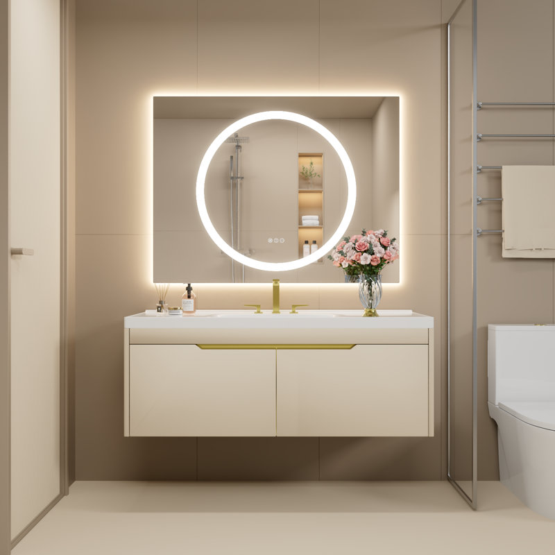Dimmable LED Bathroom Mirror with Lights, 48" x 36"