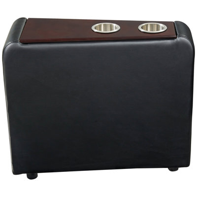 Contemporary Black Upholstered Wedge Console For Home Theater With Gel Memory Foam And Built - In Cupholders, 23.88h X 11.5w 27.28d Inches Customized Seating Hemlock Frame, Cool Two 23.88 High Modern