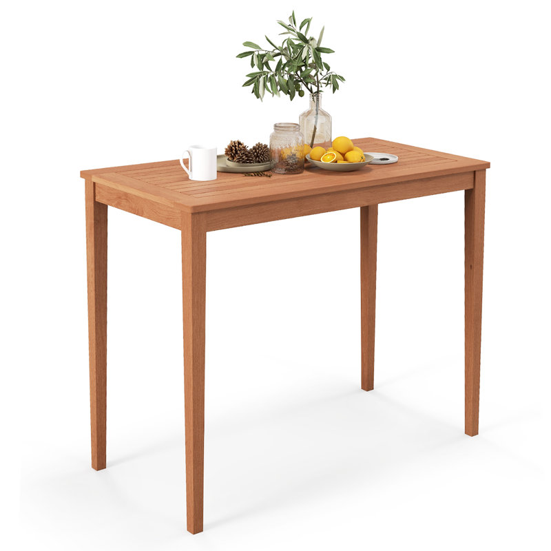 Perdigon Rectangular Eucalyptus Solid Wood Outdoor Bar Table , 48 " W 24 " D