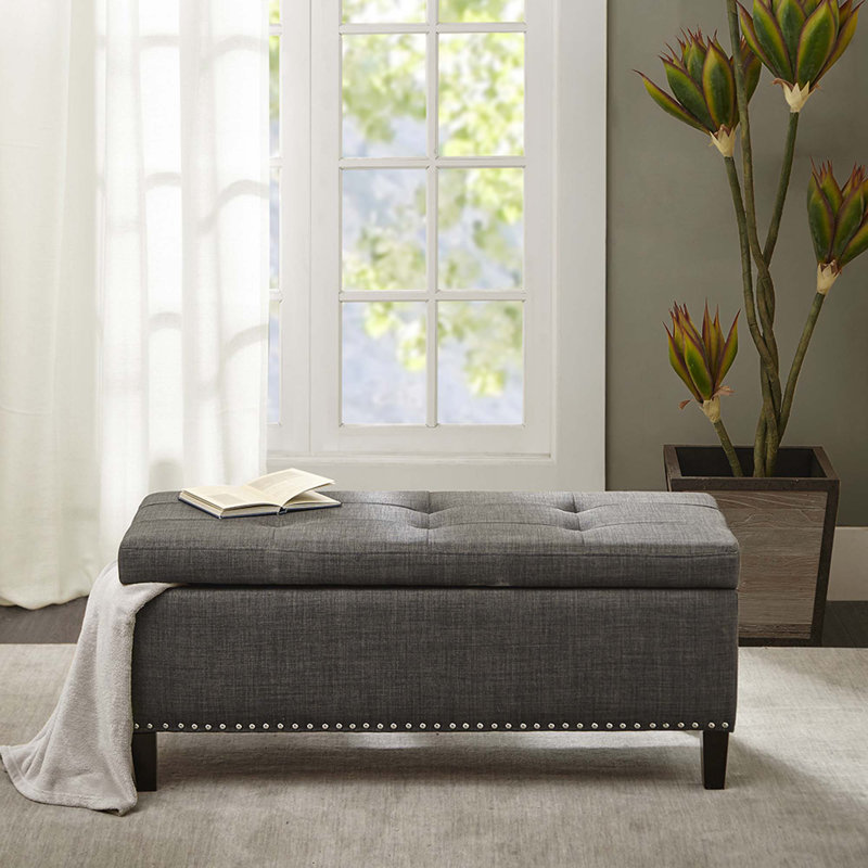 Banc de rangement capitonné à fermeture douce, Gris anthracite