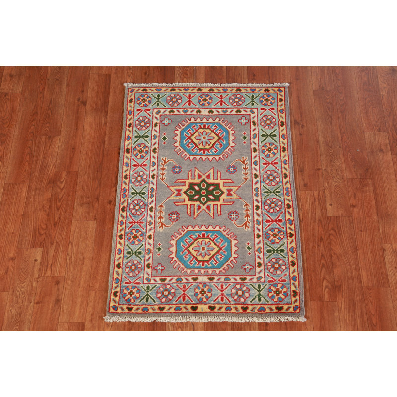 Tapis gris géométrique Kazak