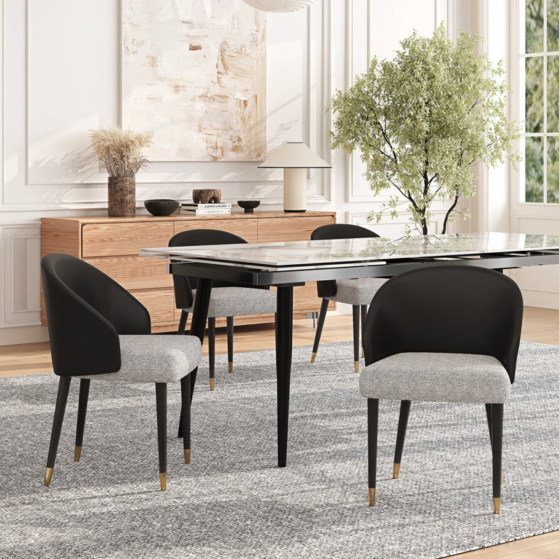 Chaise d'appoint rembourrée en similicuir Modern, Noir/gris