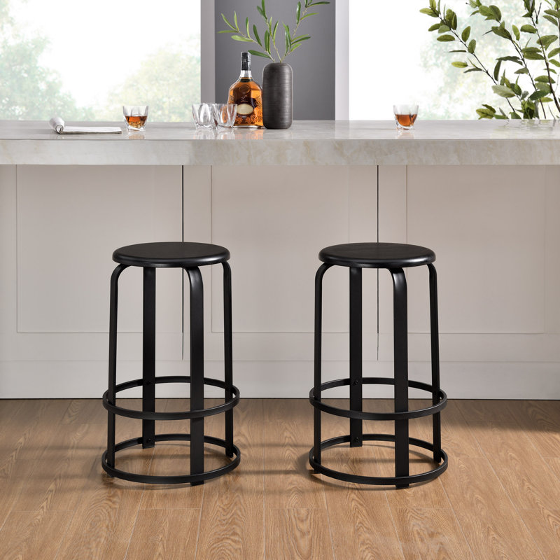Counter Stool with Metal Frame, Black