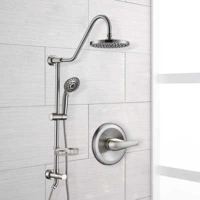Système de 2 pommes de douche avec soupape brute et douche à main - solution complète en acier inoxydable avec barre coulissante réglable de 59 po et rallonge personnalisable
