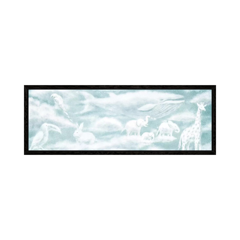 Cloud Animal Endpapers II by Terry Fan - Floater Frame Panoramic Gallery-Wrapped Canvas Giclée on Canvas, Black