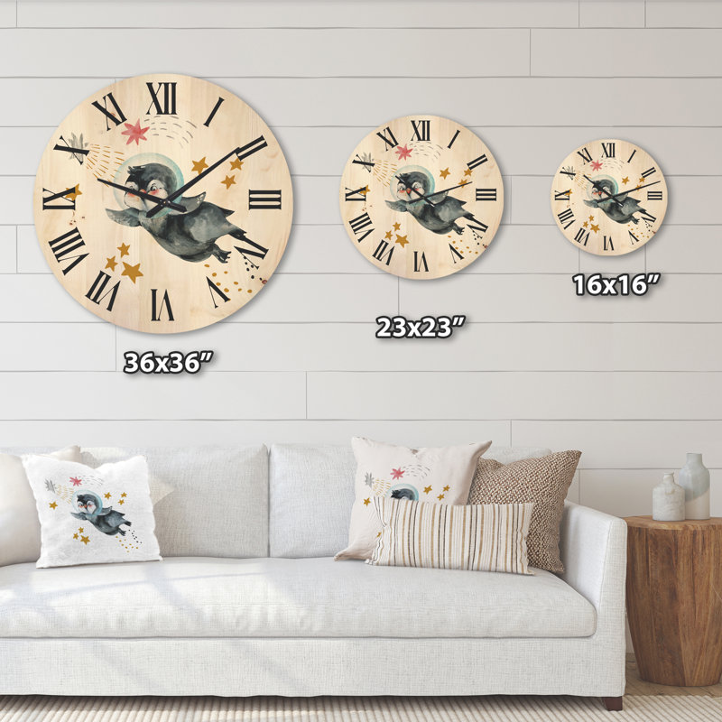 Horloge murale en bois Little Penguin, Grand