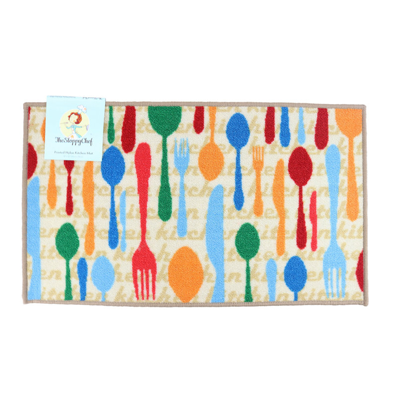Colorful Cutlery Pattern Non-slip Kitchen Mat