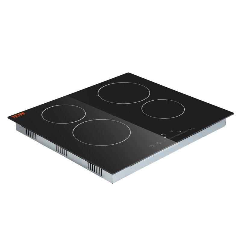 Plaque de cuisson électrique noire à 4 brûleurs 24 po avec double brûleur électrique VEVOR