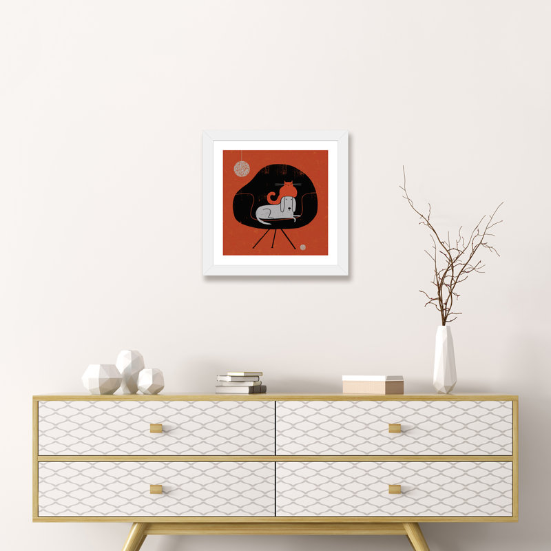 «Retro Nap» par Terry Runyan - impression, Papier encadré blanc, Blanc, H 16 po x l 16 po x p 1 po