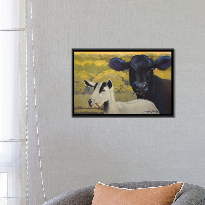 «Farm Pals IV» par Carolyne Hawley, impression sur toile, H 18 po x l 26 po x P 1,5 po, Toile encadrée noire