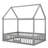 Full Size Wood House Bed with Fence-598708472