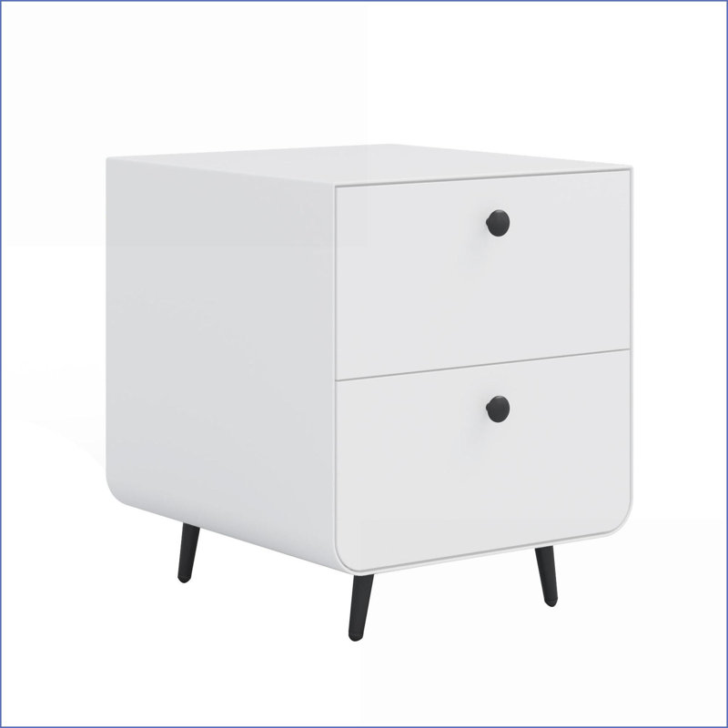Modern Steel Nightstand with 3 Drawers, Easy Assembly Bedroom Storage