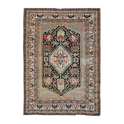 Antique Qashqai Tribal Rug With Medallion And Geometric Design - Rug & Kilim