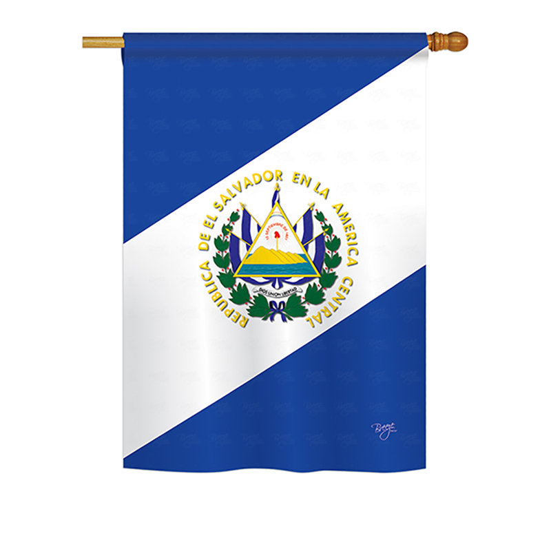 Drapeau maison en polyester 2 côtés el salvador, H 18,5 po x l 13 po