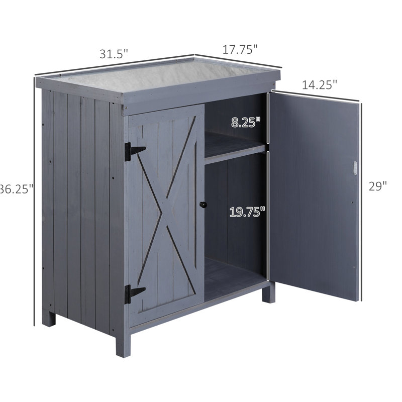 Armoire de rangement de jardin, remise à outils extérieure avec plateau galvanisé et deux tablettes pour outils de jardin ou accessoires de piscine