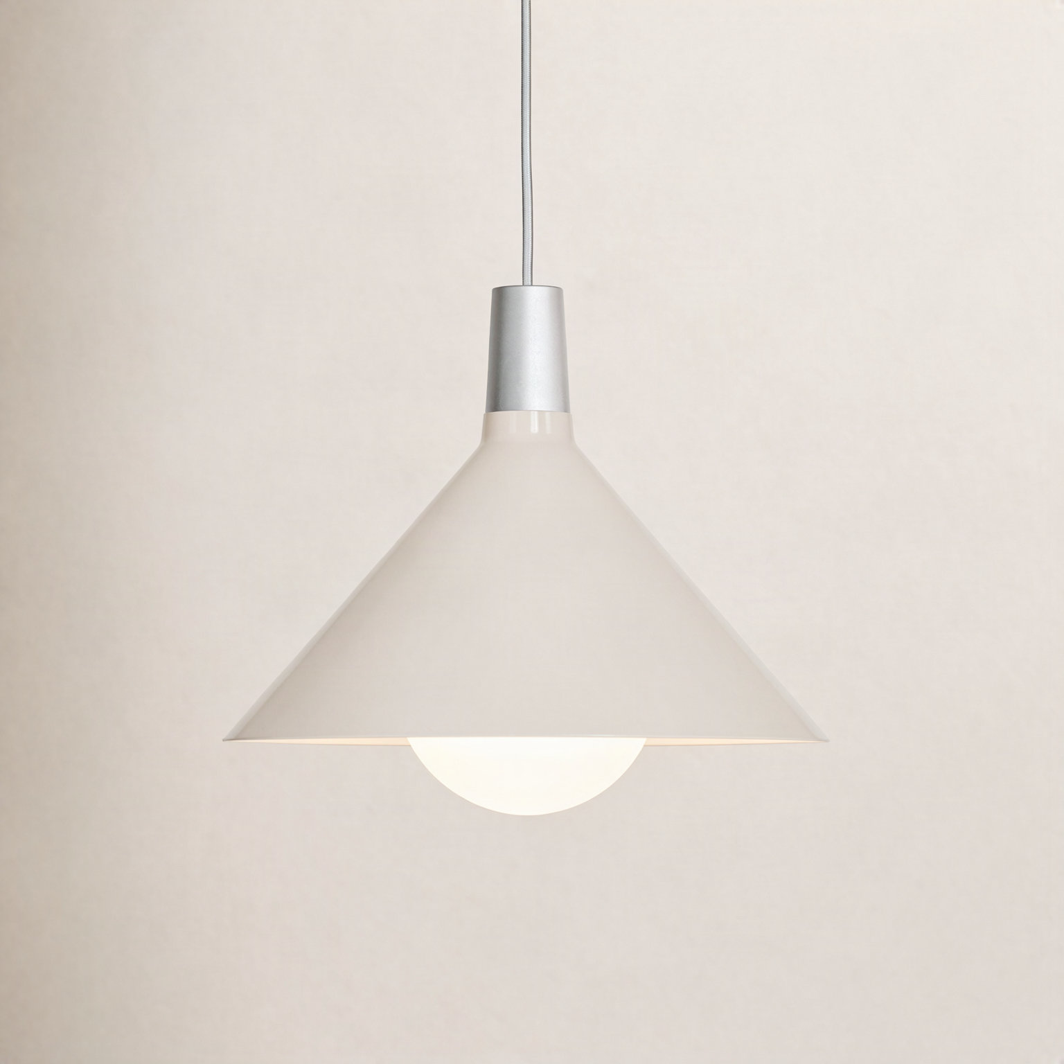 Bower Single Light Aluminium Dimmable Pendant, White