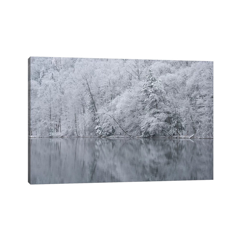 USA, New York State. Snow Covered Trees And Reflection, Lakes State Park by Chris Murray - Wrapped Canvas Print