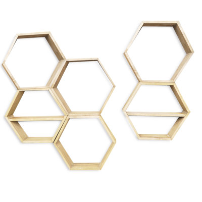 Bolyard 7 -Piece Hexagon Solid Wood Accent Shelf