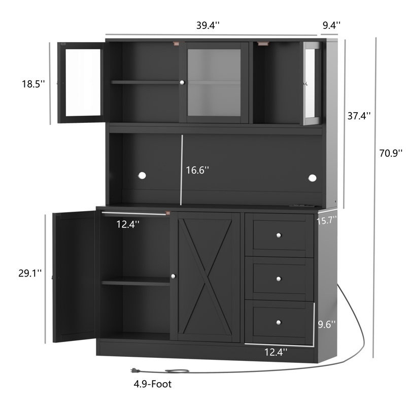 Garde-manger 70,9 po avec station de charge Lachanta, Noir, noir, noir, noir