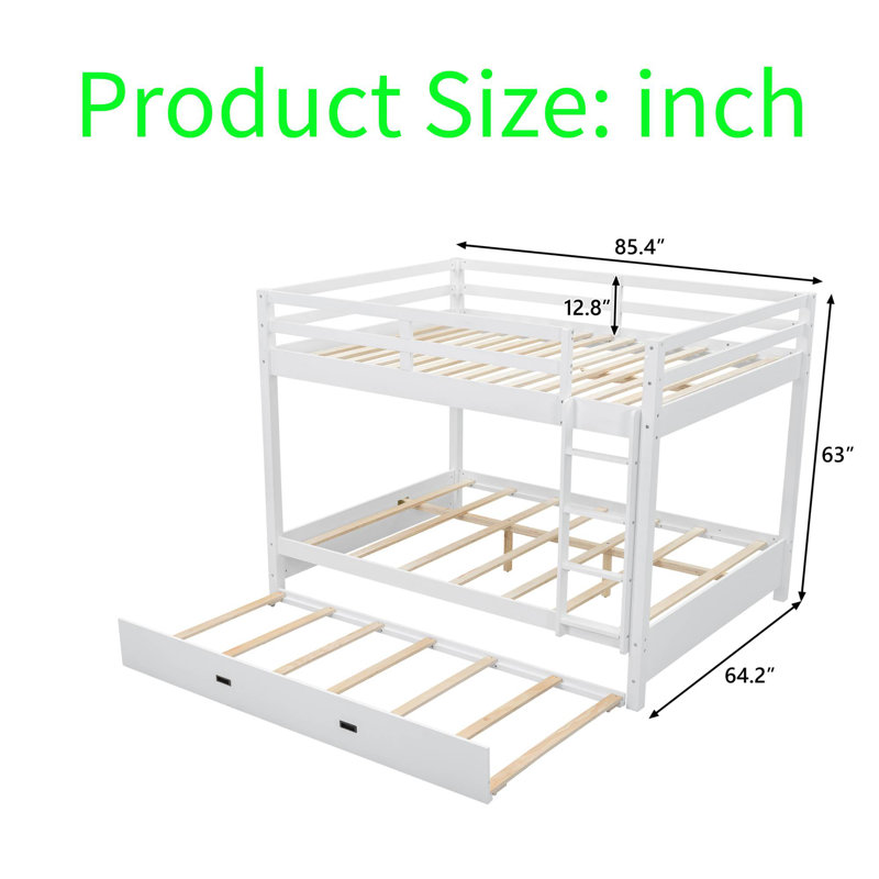 Solid Pine Wood Bunk Bed Frame with Guard Rails, Space-Saving Design, Durable MDF Construction, No Box Spring Required, Easy Assembly