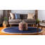 Tapis bleu marine / beige tressé à la main Vagharshage-35998400