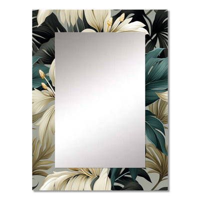 Breesport Monochrome Tropics Tropical Pattern - tropical  Decorative Mirror, Tropical Wall Mirror, Printed Metal Art