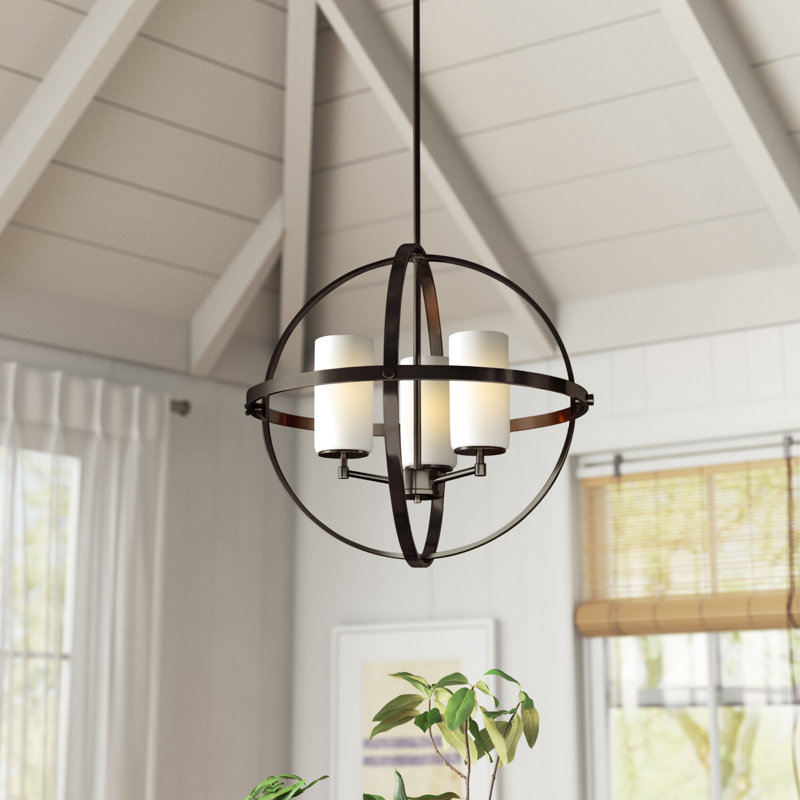 Brushed Nickel Globe Chandelier with Frosted Glass Shades
