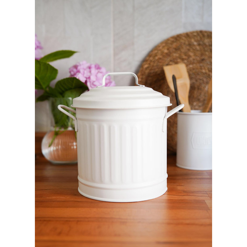 Taurean Metal Manual Lift Waste Bin - 4L, Matte White