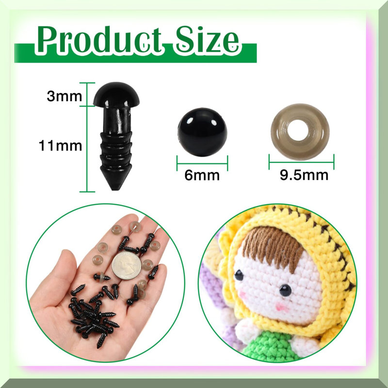 150pcs 6mm Plastic Safety Eyes with Washers