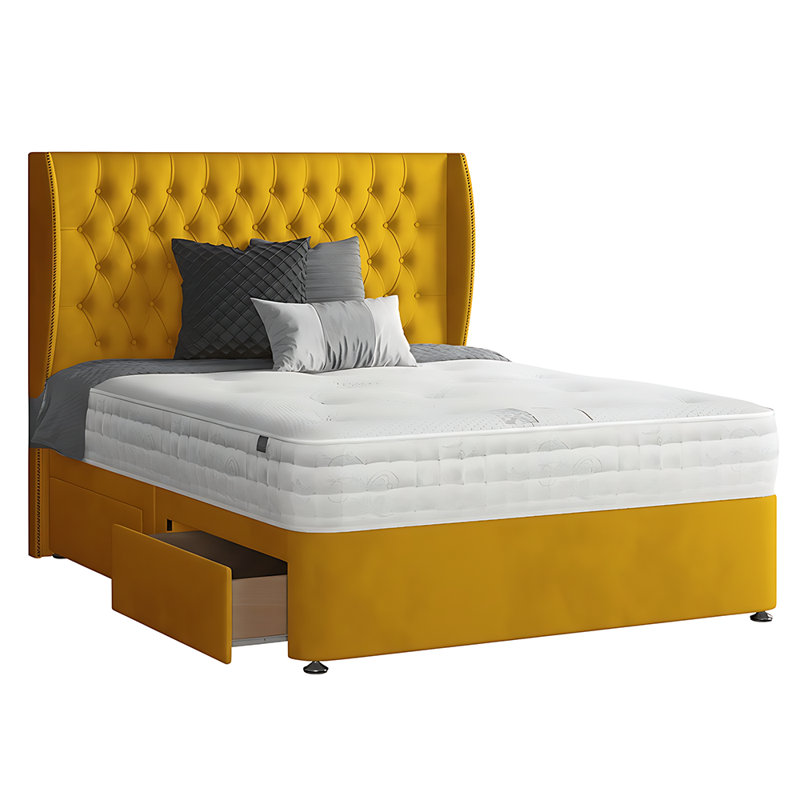 Mandalay Divan Bed Base, Pink, Single, 2 Left Drawers