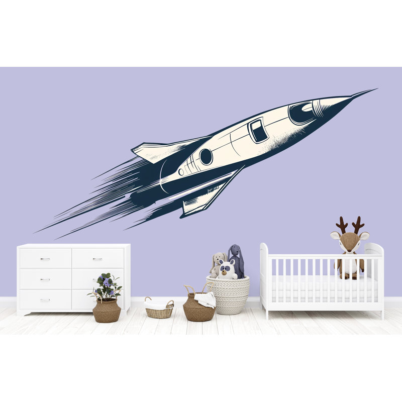 Décalcomanie murale fusée espace minimal pour chambre d'enfant, décoration murale pour enfants 464Mv, H 35 po x l 18 po