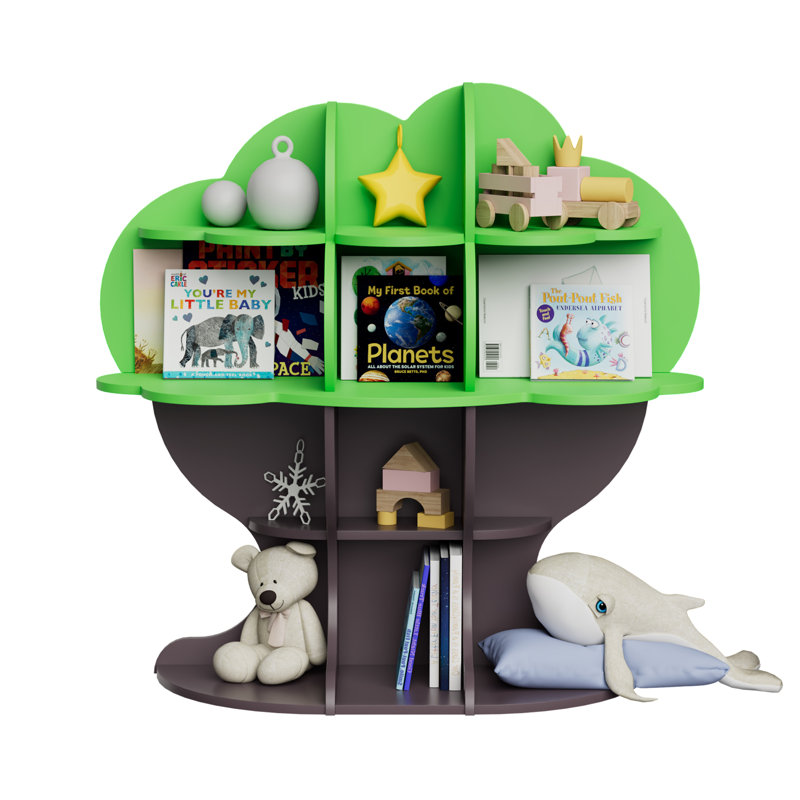 96.5cm H x 96.5cm W Bookcase, Green/Brown