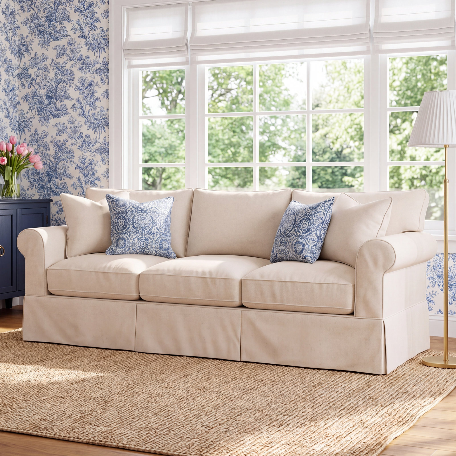 Amari 89'' Sofa, Sunbrella® Canvas Flax