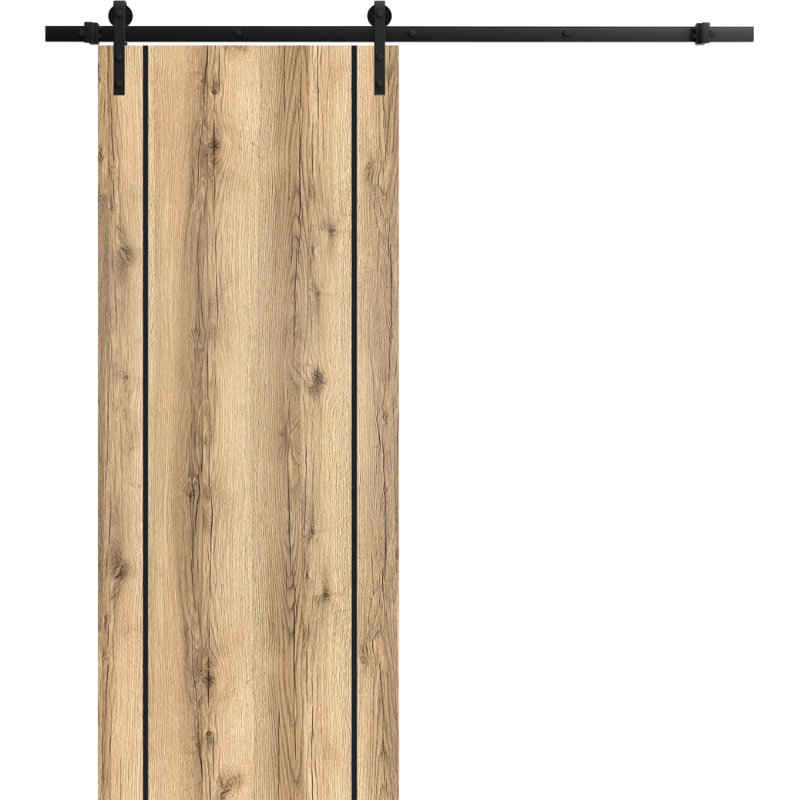 Porte de grange en bois massif massif, Chêne, 42 po x 80 po