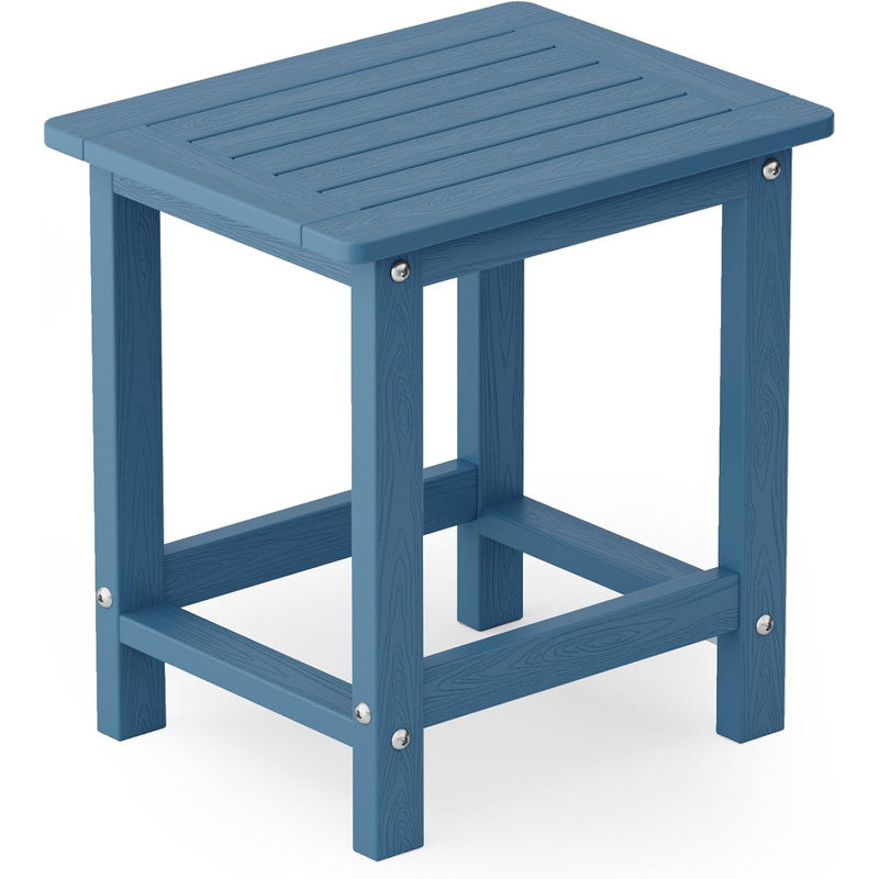 Outdoor Side Table All Weather HIPS Adirondack Patio Side Table Mordern Square End Table for Lawn, Pool, Backyard, Porch, Navy