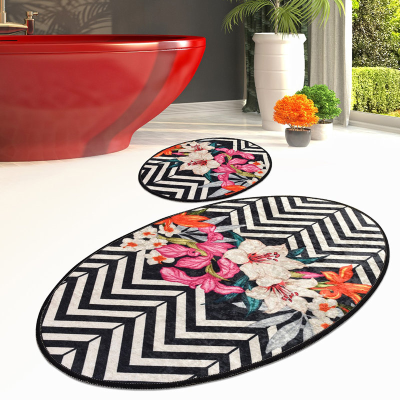 Ensemble de tapis de bain antibactérien (2 pièces), 100% polyester, 19,7 po x 23,6 po et 23,6 po x 39,4 po | Sous-tapis antidérapant, hauteur des poils: 0,4 po | Lavable à la machine, doux et durable, idéal pour la sécurité et le confort de la salle de bain