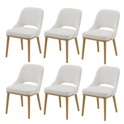 Chaises de salle à manger rembourrées | Dossier ouvert, pieds en bois massif