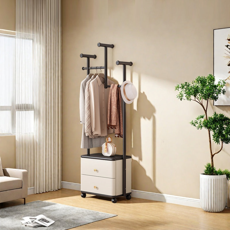 Versatile Closet with Drawers & Shoe Bench, Black
