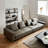 Gray Genuine Leather Modular Sofa cushion couch-563375444