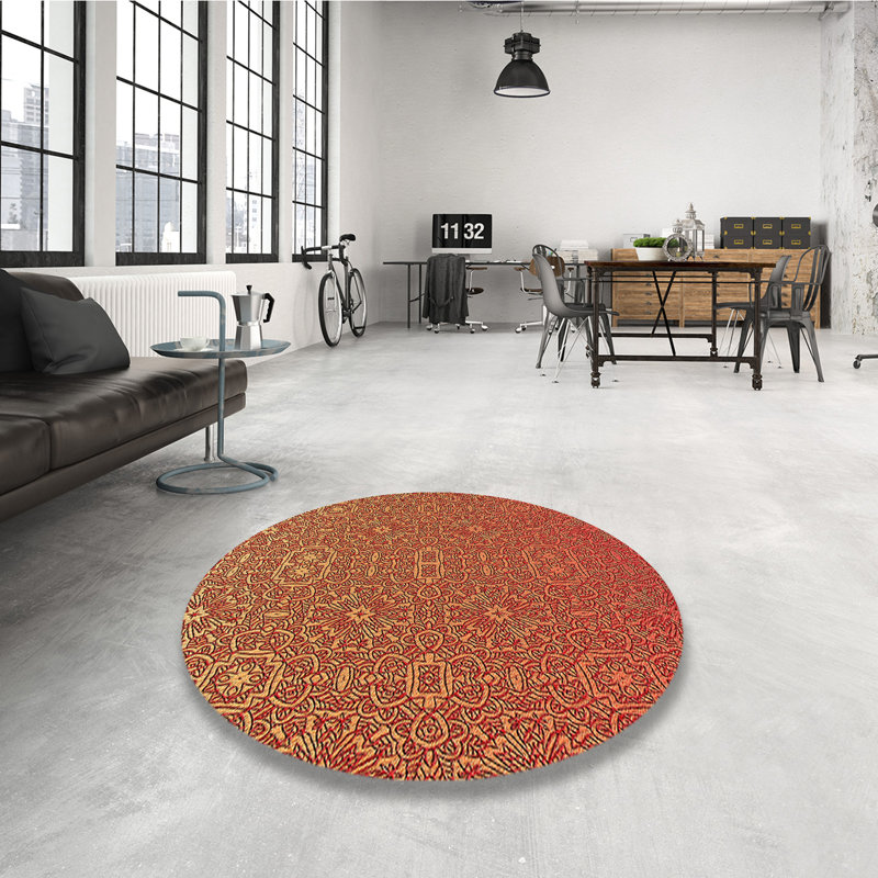 Tapis 100% à motifs lavables à la machine 2989 Pat489ORG, Rond 6 pi