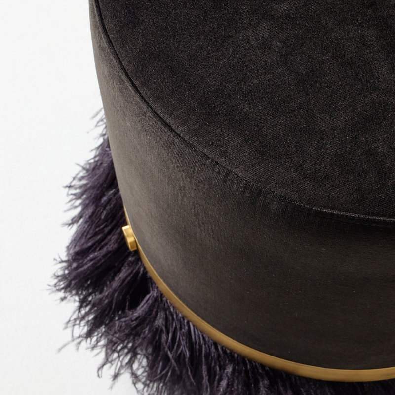 Ostrich Fluff Pouf, Black